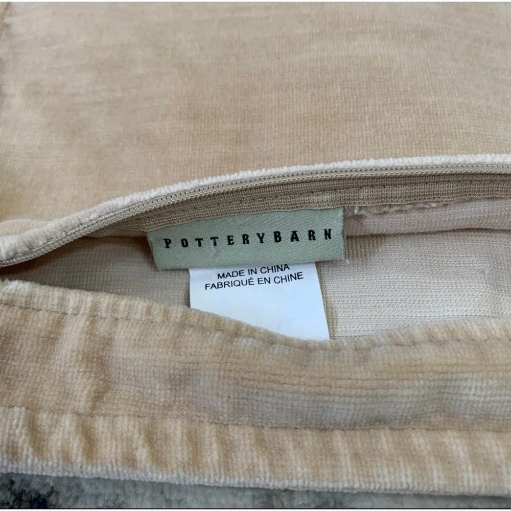 Set of 4 Pottery Barn Washed Velvet 20x20in Off-White‎ Cream Ivory Pillow Cover
